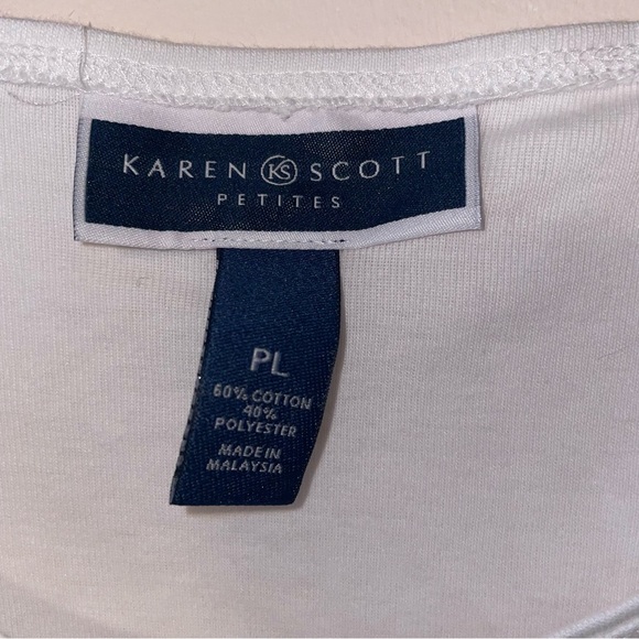 Karen Scott Petites White Best Friends Forever Cat Graphic Tee Size Petite Large - Picture 2 of 6